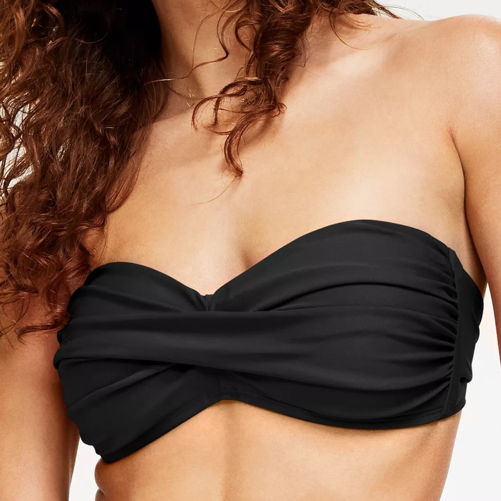 NWT Bar III Black Twist Bandeau Bikini Top XS